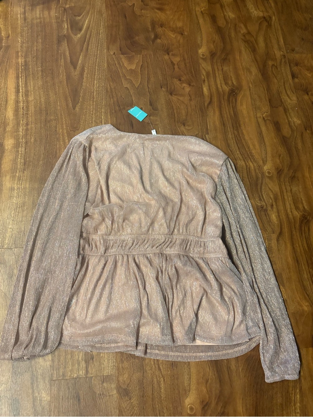 Maurices Rose Gold Metallic Twist-Front Long Sleeve Top - Picture 4 of 4